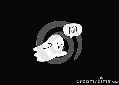 Boo. Halloween ghost. Cute simple ghost doodle. Vector Vector Illustration