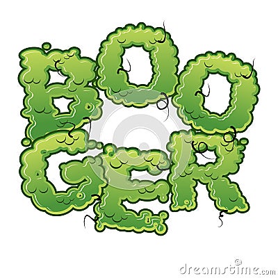 Booger. Snot slippery lettering. Snvel typography. Green slime l Vector Illustration