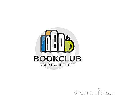 Book and Apple Logo Template. Colored Books Vectore Design Vector Illustration