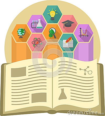 Book as a Source of Knowledge Vector Illustration
