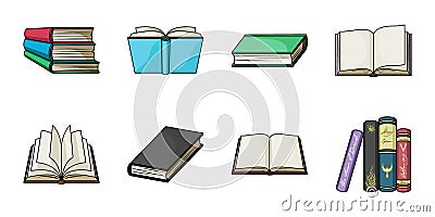 Book in the binding icons in set collection for design. Vector Illustration