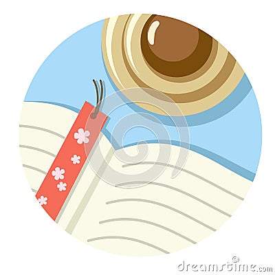 Book, Bookmark and cup of coffee flat icon style - Vector Vector Illustration