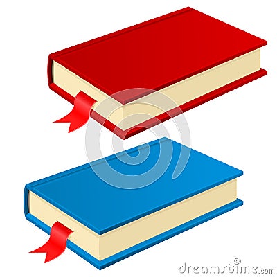 Book with bookmark. Red and blue Vector Illustration