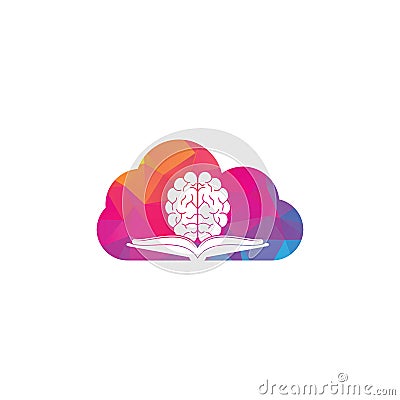 Book brain cloud shape concept logo design. Vector Illustration