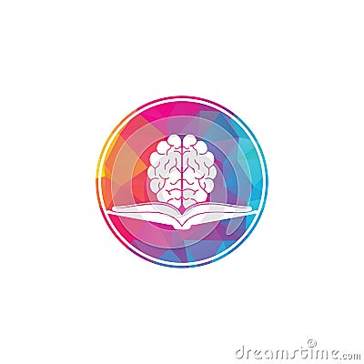 Book brain logo design. Vector Illustration
