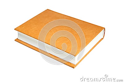 The book is in a bright brown hard leather cover Stock Photo
