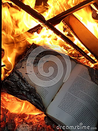 Book burning Stock Photo