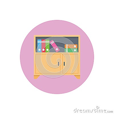Book cabinet vector flat colour icon Vector Illustration