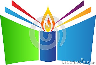 Book with candle Vector Illustration
