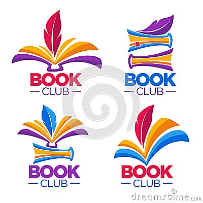 Book club, library or shop, vector cartoon logo Vector Illustration