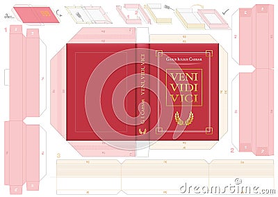 Book Cover Safe Hiding Place Secret Compartment Craft Template Vector Illustration