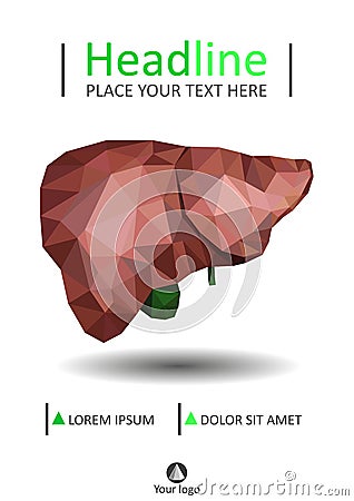 Book cover template with Realistic human liver with bile duct an Vector Illustration