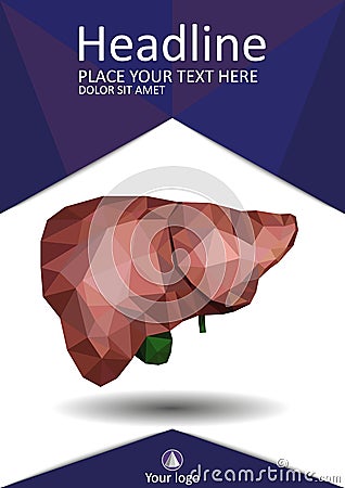 Book cover template with Realistic human liver with bile duct an Vector Illustration