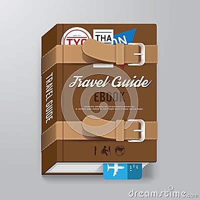 Book Cover Travel Guide Design luggage Concept Template. Vector Illustration