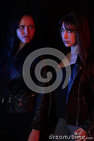 Book cover for a vampire novel - Beautiful brunettes Stock Photo