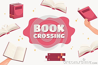 book crossing background cartoon style Vector Illustration