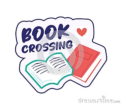 Book Crossing Colorful Vector Sticker Vector Illustration