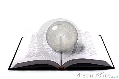 Book and crystal sphere Stock Photo