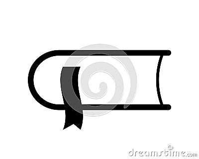 Book with curve marker side view. Handbook for reading and learning Vector Illustration
