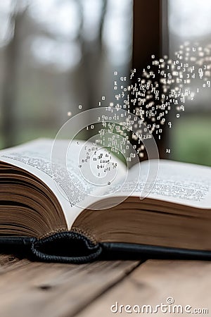 Book Digitization: transforming pages, digital data flow, educational technology, seamless integration, tech-driven Stock Photo