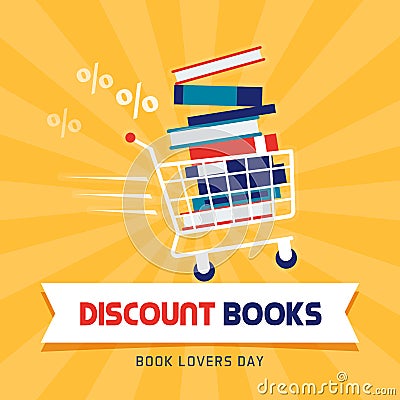 Book discount on book lovers day Vector Illustration