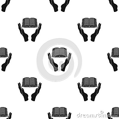 Book donation icon in black style isolated on white background. Charity and donation symbol stock vector illustration. Vector Illustration