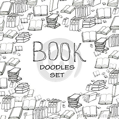 Book doodle frame Vector Illustration