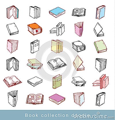 Book doodle set, illustration vector Vector Illustration