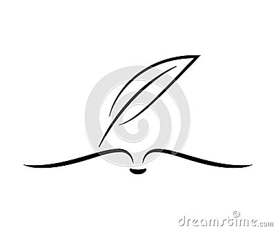 Book with feather logo â€“ vector Stock Photo