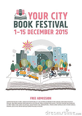 Book Festival poster concept Vector Illustration