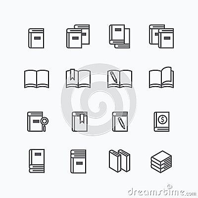 Book flat line icons design vector set. Vector Illustration