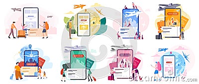 Book flight online concept. Idea of travel and tourism. Planning Vector Illustration