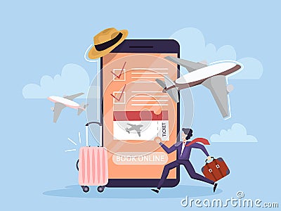 Book flight online concept. Idea of travel Vector Illustration