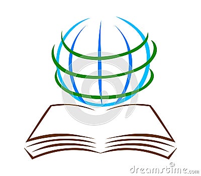 Book and globe logo vector.Education logo. Vector Illustration