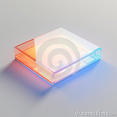 Vibrant Yellow And Blue Box With Colored Lighting - Conceptual Simplicity And Polished Craftsmanship Stock Photo