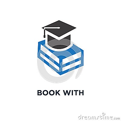 book with graduation cap icon. education, academic university ha Vector Illustration