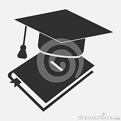 Book graduation cap isolated on white background. Vector illustration. Vector Illustration