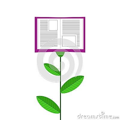 Book Grows Like Flower. Vector Illustration Vector Illustration