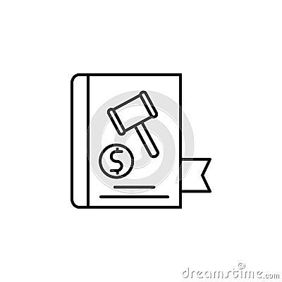 Book, hammer, dollar icon. Simple line, outline vector elements of auction for ui and ux, website or mobile application Stock Photo