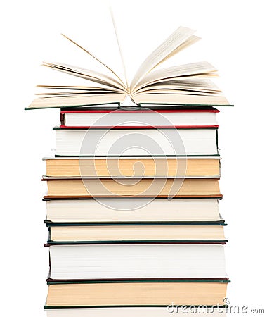 Book heap isolated on white background Stock Photo