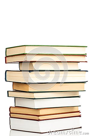 Book heap isolated on white background Stock Photo