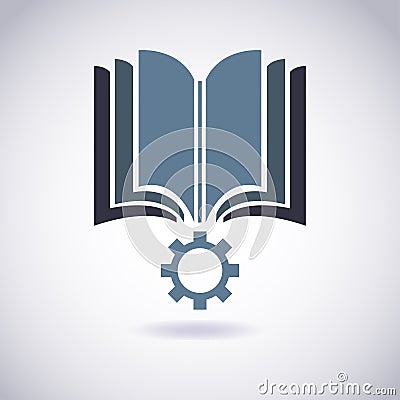 Book icon with Cogwheel . Stock Photo