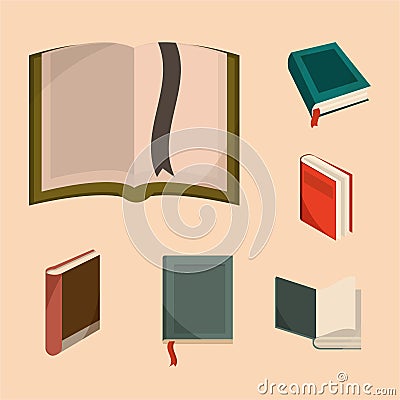 Book icons set, learning information or study style Vector Illustration