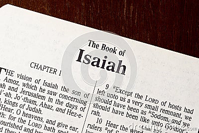 The Book of Isaiah Title Page Close-up Stock Photo