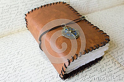 Book Journal Explorer Compass Stock Photo