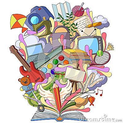 Book of Knowledge for Art and Craft Hobby Vector Illustration