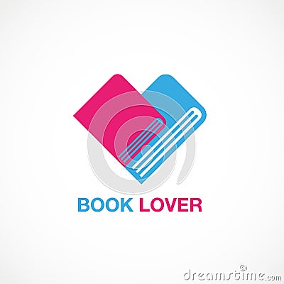 Book lover, icon, flat design, logo, vector Vector Illustration