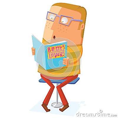 Book lover read a book Vector Illustration