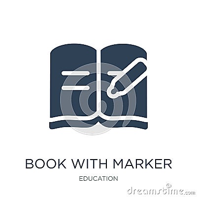 book with marker icon in trendy design style. book with marker icon isolated on white background. book with marker vector icon Vector Illustration