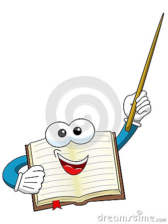 Book mascot teaching stick Vector Illustration